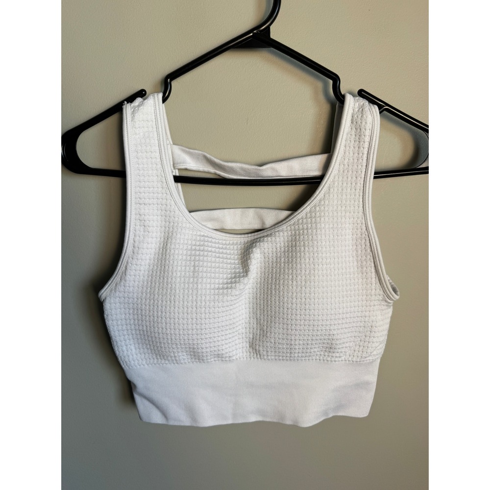 Yogalicious Womens White Melanie Bra M Waffle Seamless Active Yoga Gym Strappy